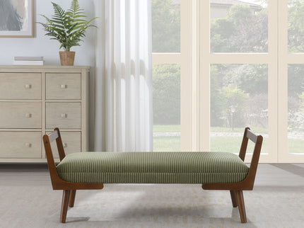 Mid-Century Bench With Wood Legs