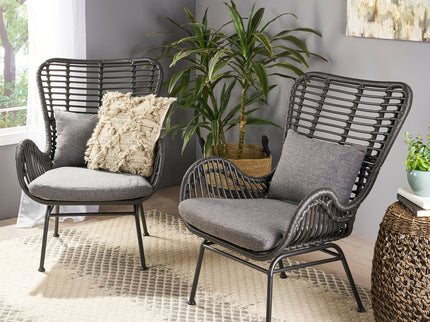 Modern Aesthetic Outdoor Rattan Accent Chair With Metal Legs