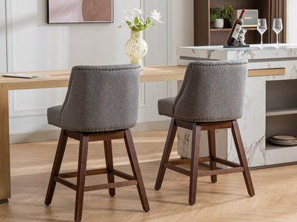 Counter Height Swivel Barstools, 26'' H Seat Height Upholstered Bar Stools (Set of 2), Fabric