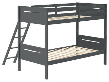 Bunk Bed With Built In Ladder, Safety Guardrails And Angled Access Step