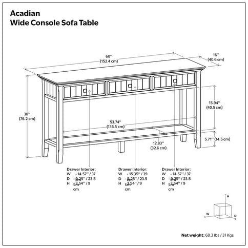 Acadian - Wide Console Sofa Table - Brunette Brown