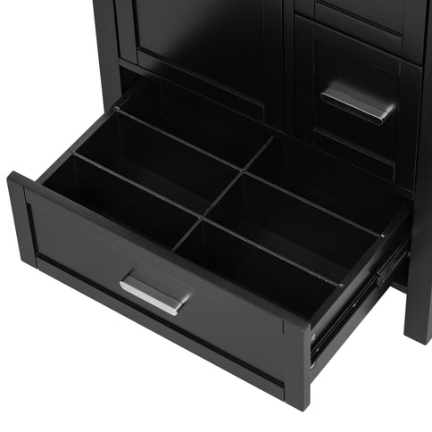 Bathroom Vanity With Sink, Soft-Close Doors, Double-Layer Shelf And 3 Drawers