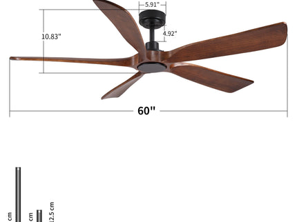 Ceiling Fan With Light And Remote Control, Noiseless, 6 Speeds Reversible, Quiet DC - Matte Black