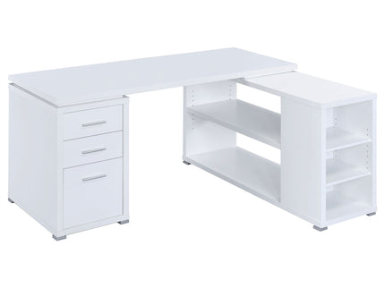 Tona - L-Shape Computer Desk With 3 Drawers And 5 Shelves