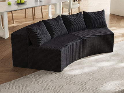 Curved Sectional Sofa With 4 Pillows, Modular Semi Circular Design