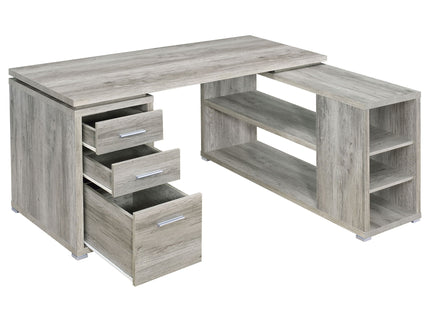 Tona - L-Shape Computer Desk With 3 Drawers And 5 Shelves