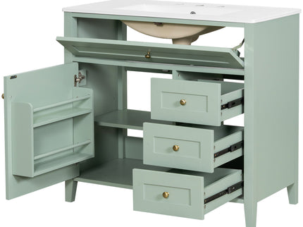 Bathroom Vanity With Sink, Cabinet With 3 Drawers And Adjustable Shelf