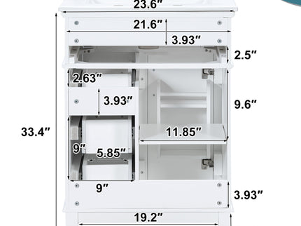 Modern Bathroom Vanity With Sink, Flip Drawer & 3 Drawers, Soft Close Hinges, Adjustable Shelf