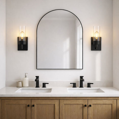 Zephyr - Single Light Sconce - Black / Clear