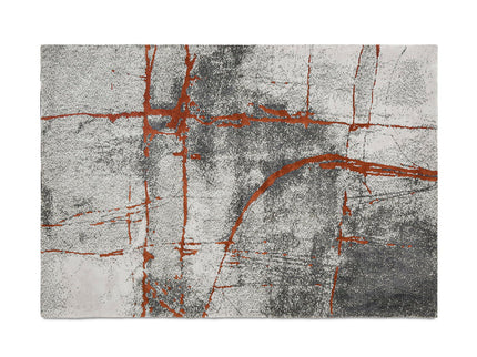Quarry - 5' X 6.5' Abstract Area Rug - Gray / Orange