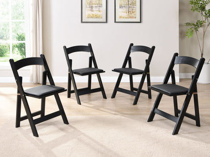 Solid Wood Upholstered Folding Chair Set, Dining Room (Set of 4)