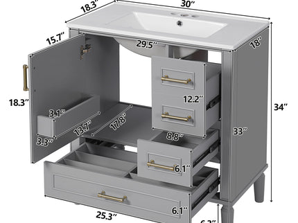 Traditional Bathroom Vanity Set With Soft Close Doors