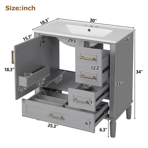 Traditional Bathroom Vanity Set With Soft Close Doors