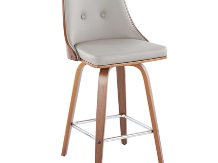Gianna - Mid Century Modern Fixed Height Counter Stool With Swivel With Square Footrest (Set of 2)