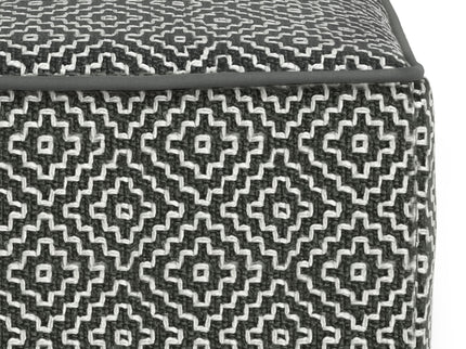 Briella - Square Woven Outdoor / Indoor Pouf - Gray / White