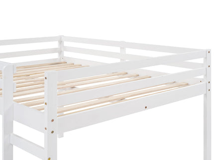 Full Loft Bed With Slide, Multifunctional Design - White