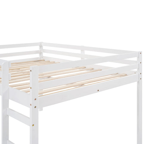 Full Loft Bed With Slide, Multifunctional Design - White