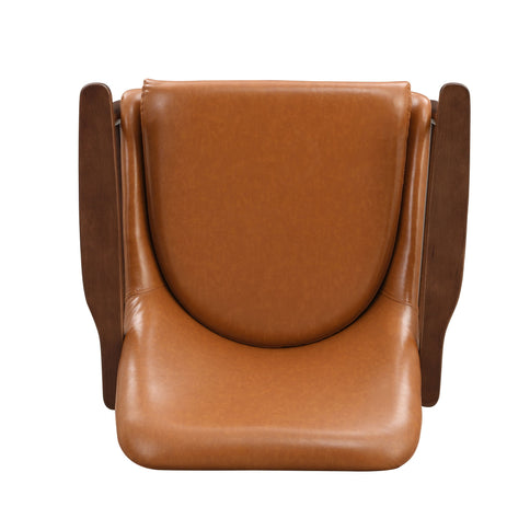 Mid - Century Accent Chair With Cushioned Seat, Brass Tipped Legs
