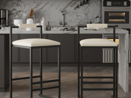 Elegant Bar Stool Set With Backrest And Footrest, Counter Height (Set of 2)