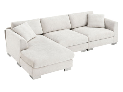 Modern Cloud Sectional Sofa L Shaped Luxury Couch Set With 2 Free Pillows 4 Seat With Oversized Chaise