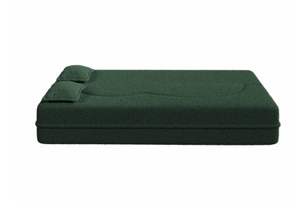 Modern Floor Sofa, With 2 Pillows, Convertible Teddy Fabric Foam Filled Bed