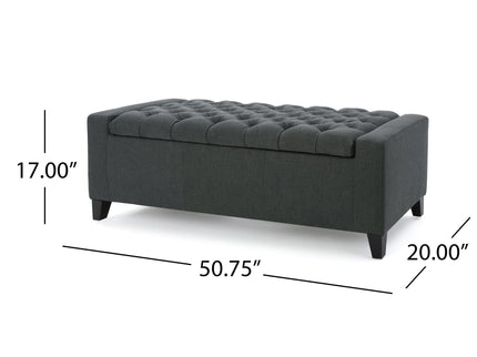 Contemporary Storage Ottoman With Tufted Top - Dark Gray