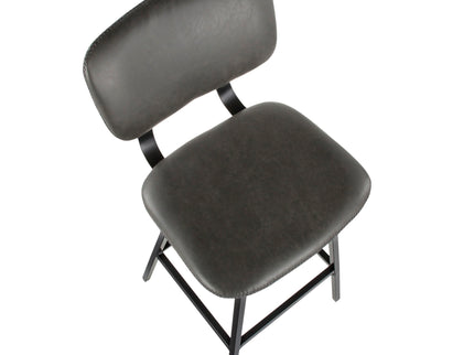 Foundry - Contemporary Barstool Zig Zag Stitching (Set of 2) - Black / Gray