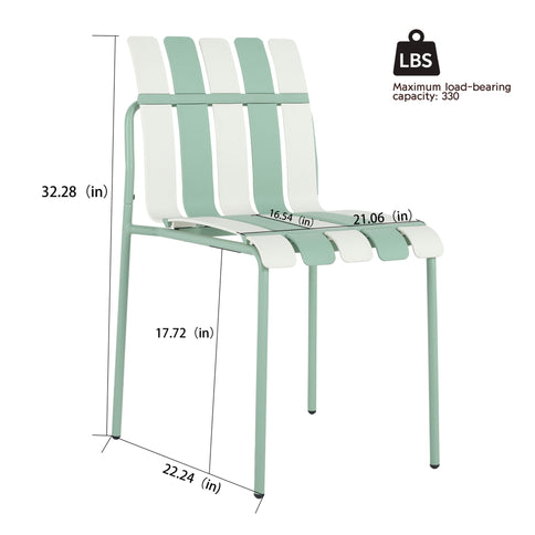 4 Piece Set Of Color Block Designed Single Chairs, Folding Square Table - Haze Green / Khaki / White