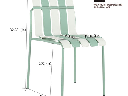 4 Piece Set Of Color Block Designed Single Chairs & Round Table - Cream White / Haze Green / White