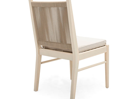 Cordoba - Dining Chair (Set of 2) With Acacia Wood Frame And Water Repellent Fabric - Beige / Yellow