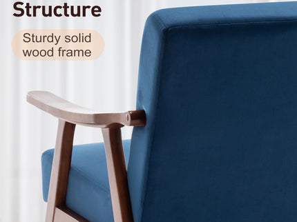 Mid Century Modern Accent Chair With Solid Wood Frame And Extra Thick Backrest
