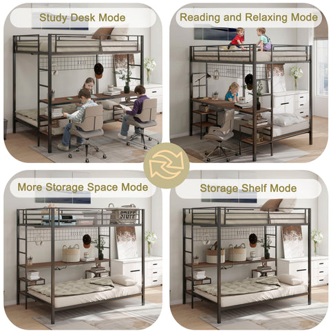Ethan - Bunk Bed With Desk, Charging Station, Storage Shelves