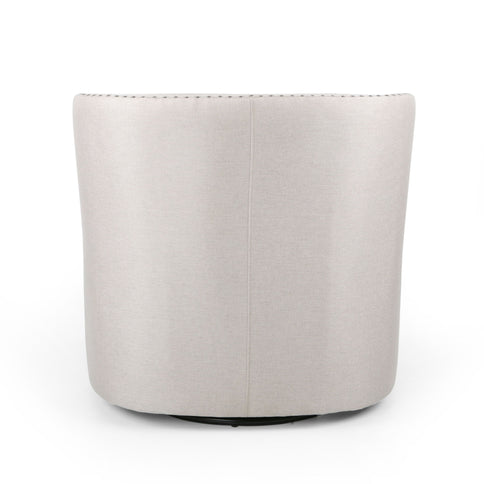 Modern Upholstered Swivel Club Chair With Nailhead Trim