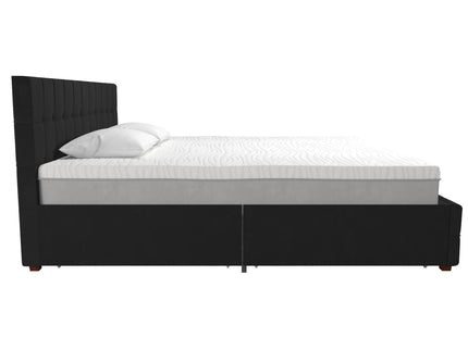 King Upholstered Bed With Storage - Black