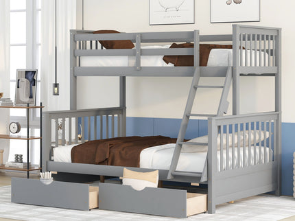 Bunk Bed With Ladders And 2 Storage Drawers