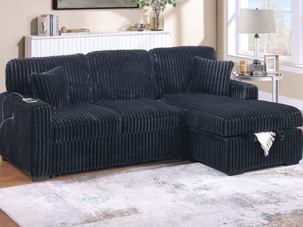 Convertible Sectional Upholstered Sleeper Sofa With Storage Chaise