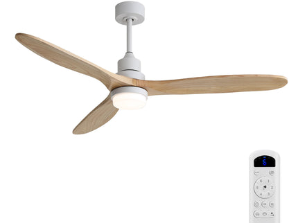 60" DC Motor Ceiling Fan With Light, 3 Blades, 18W LED 3 Color Dimmable With Memory, 6 Speed Lcd Remote Control, Reversible Motor, Timer Setting (1 / 4 / 8 H) - White