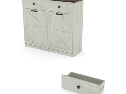 Double Tilt Out Trash Cabinet With Hideaway Drawer And Barn Door Style