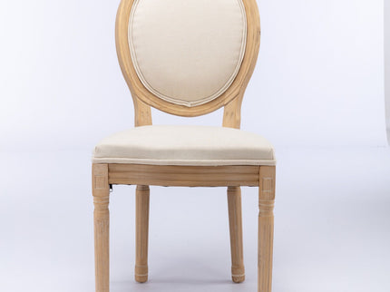 French Style Solid Wood Frame Antique Painting Fabric Back Dining Chair (Set of 2)