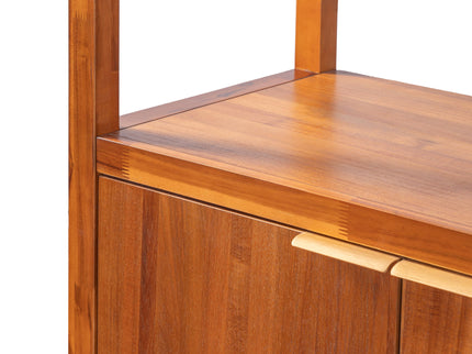 Modern Tall Storage Bookcase Cabinet With 2 Open Shelves & Double Doors