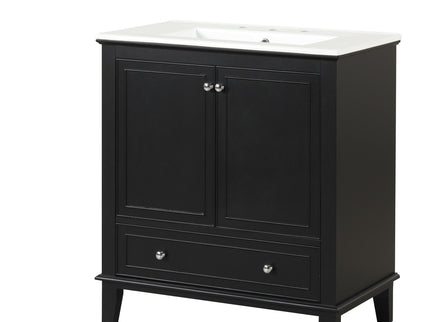 30" Bathroom Vanity With Sink Combo, Multi Functional Bathroom Cabinet With Doors And Drawer - Black