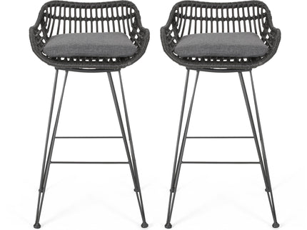 Outdoor Rattan Bar Chair With Metal Legs
