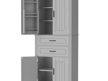 Multi Functional Storage Cabinet With Adjustable Shelves, 2 Drawers, Door Shelves