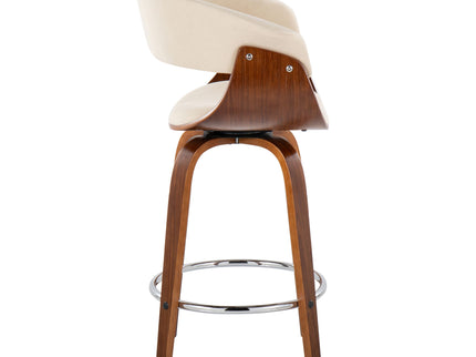 Vintage Mod - Mid Century Modern Fixed Height Counter Stool With Swivel With Round Footrest (Set of 2)
