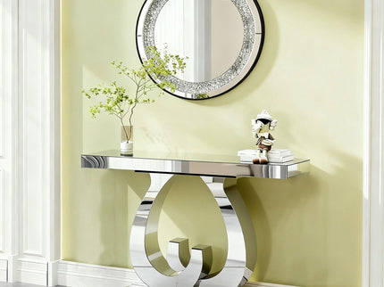 Double C - Base Rectangular Sofa Table For Living Room - Silver