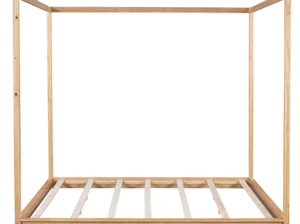 Wood Canopy Platform Bed With Support Legs And Airflow Slats
