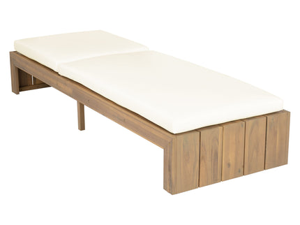 Adjustable Outdoor Chaise Lounge Patio Recliner - Beige / Light Teak