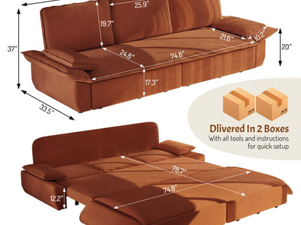 King Size Pull Out Sofa Bed, 3 In 1 Convertible Multifunctional