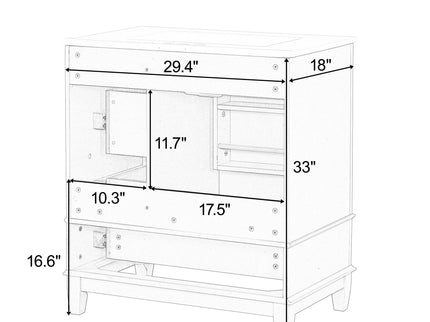 Freestanding Bathroom Vanity With Sink, Soft Close Door, 3 Drawers