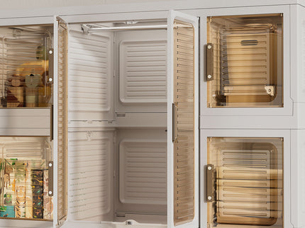 Portable Wardrobe Closet Storage Organizer For Clothes With Magnetic Doors, 12 Cubes & 2 Hanging Rods - White